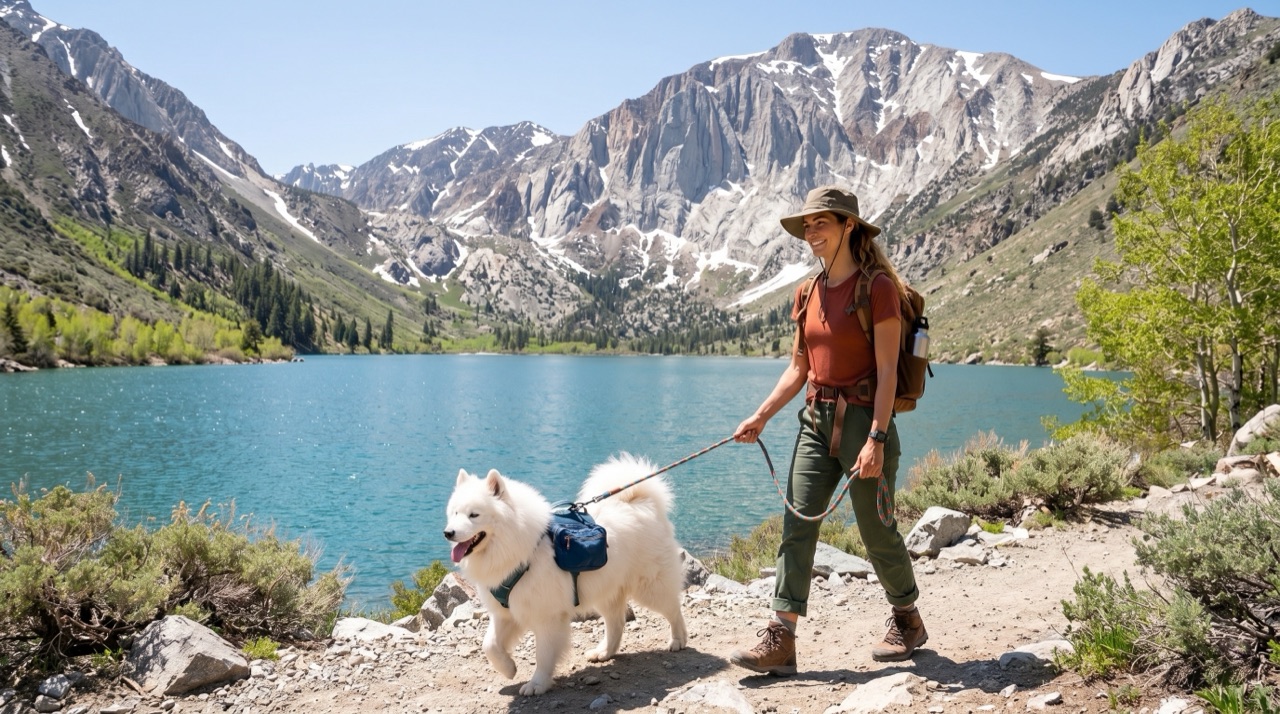 Olivia and Kipper at Convict Lake, Inyo National Forest, Eastern Sierra California