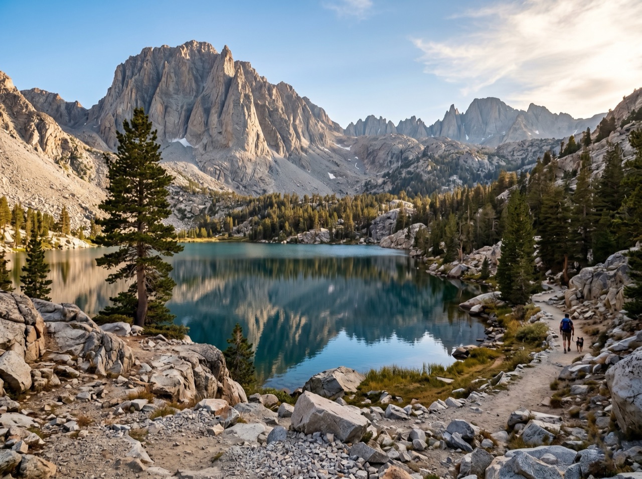Olivia and Kipper at Lone Pine Lake on the Mt. Whitney Trail, Inyo National Forest, Eastern Sierra California