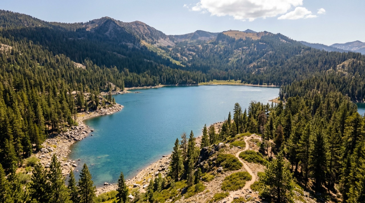 Olivia and Kipper at Marlette Lake, Lake Tahoe Basin, California