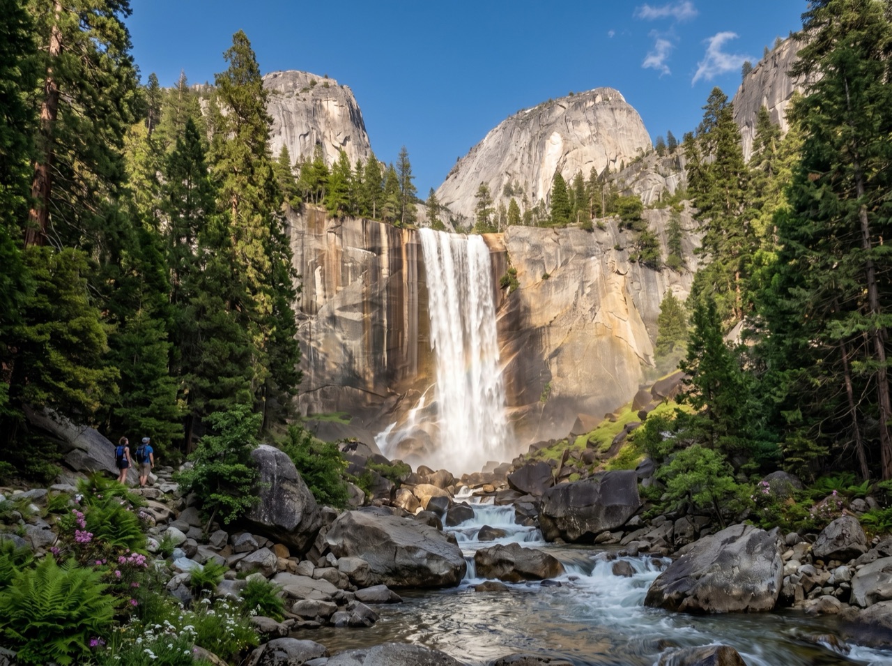 Tokopah Falls at peak snowmelt flow, Lodgepole, Sequoia National Park, California